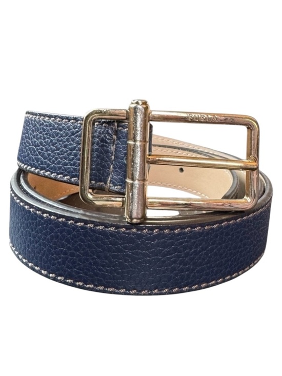 Furla Genuine Leather Blue with Silver Tone Buckle Belt display picture 3